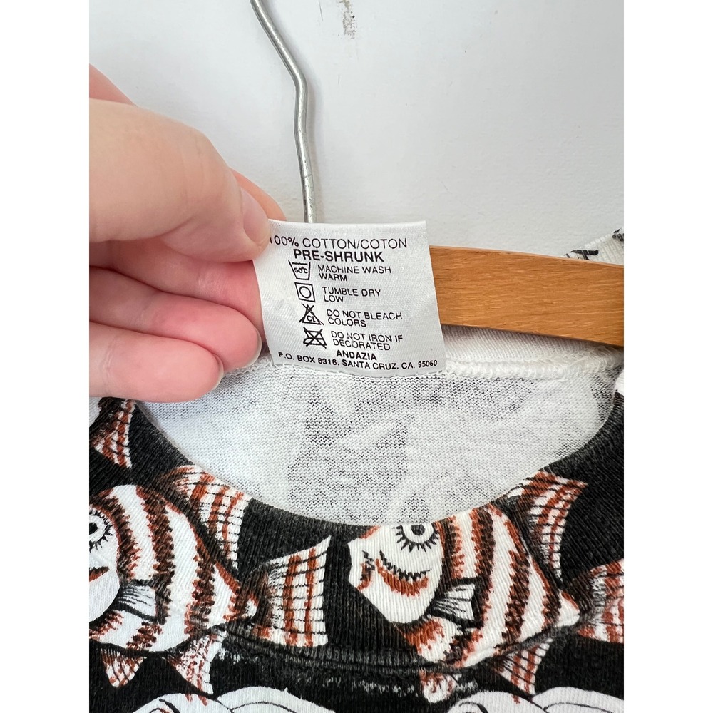 Andazia MC Escher T-Shirt Black White All Over Print Vintage 90s Single Stitch M - Picture 7 of 8